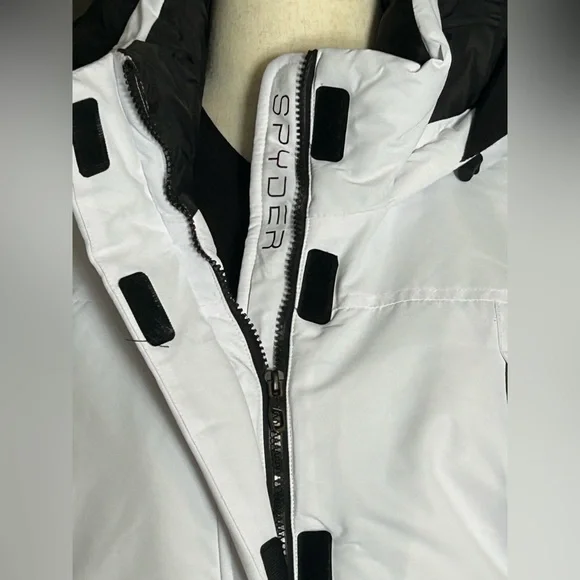 Spyder Women's White and Black long puffer jacket - Picture 2 of 16